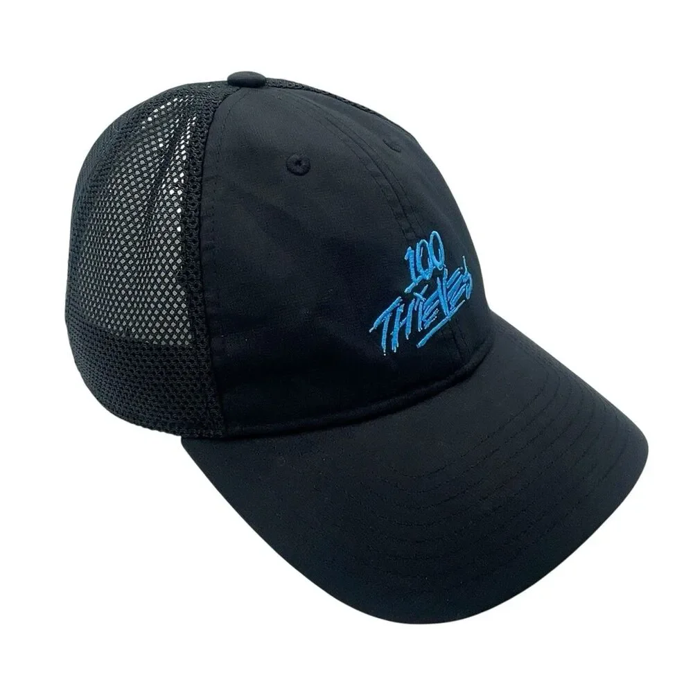 100 Thieves Jam Collection Hat Black Blue Rare Mesh Strapback Cap EUC